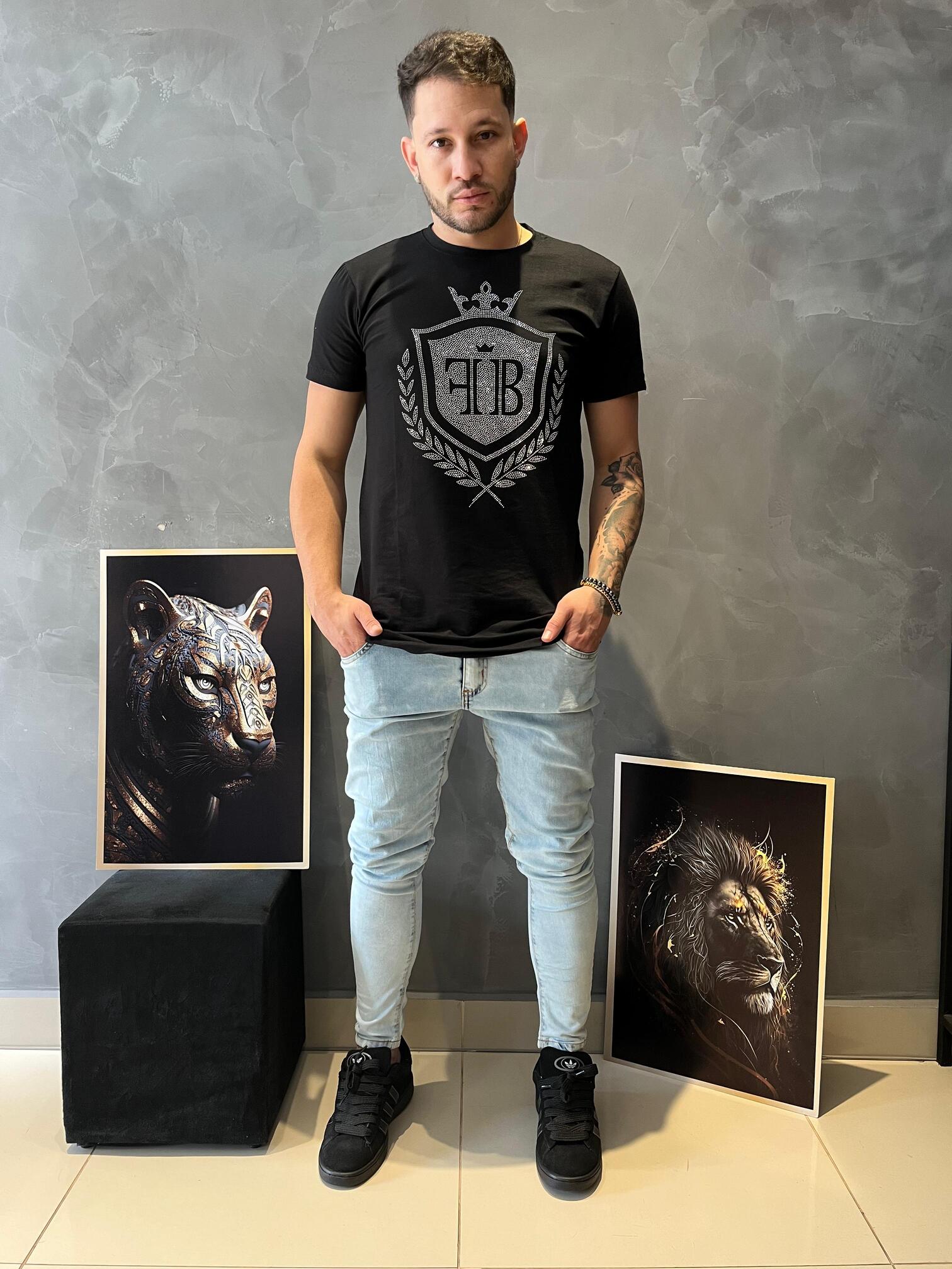 Camiseta Co Strass Masculina Fb