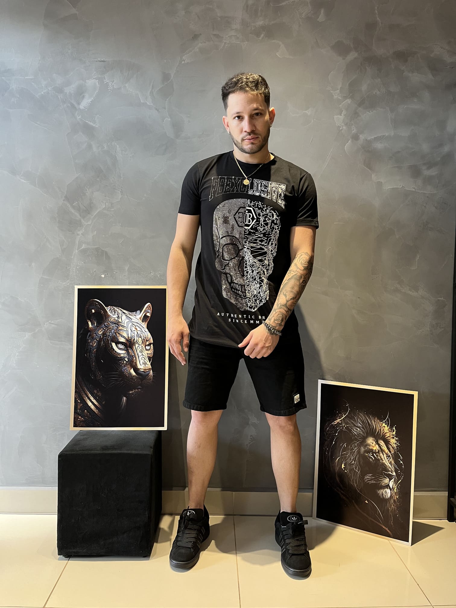 Camiseta Skull Strass Masculina Fb