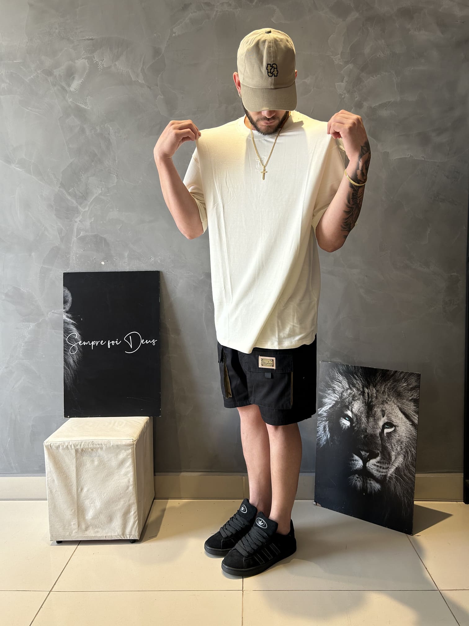 Camiseta Oversized New Cutout Basica Masculina