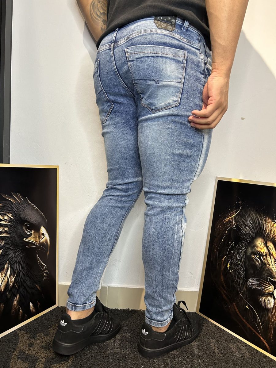 Calça Jeans Delavê Destroyed Masculina - Image 4