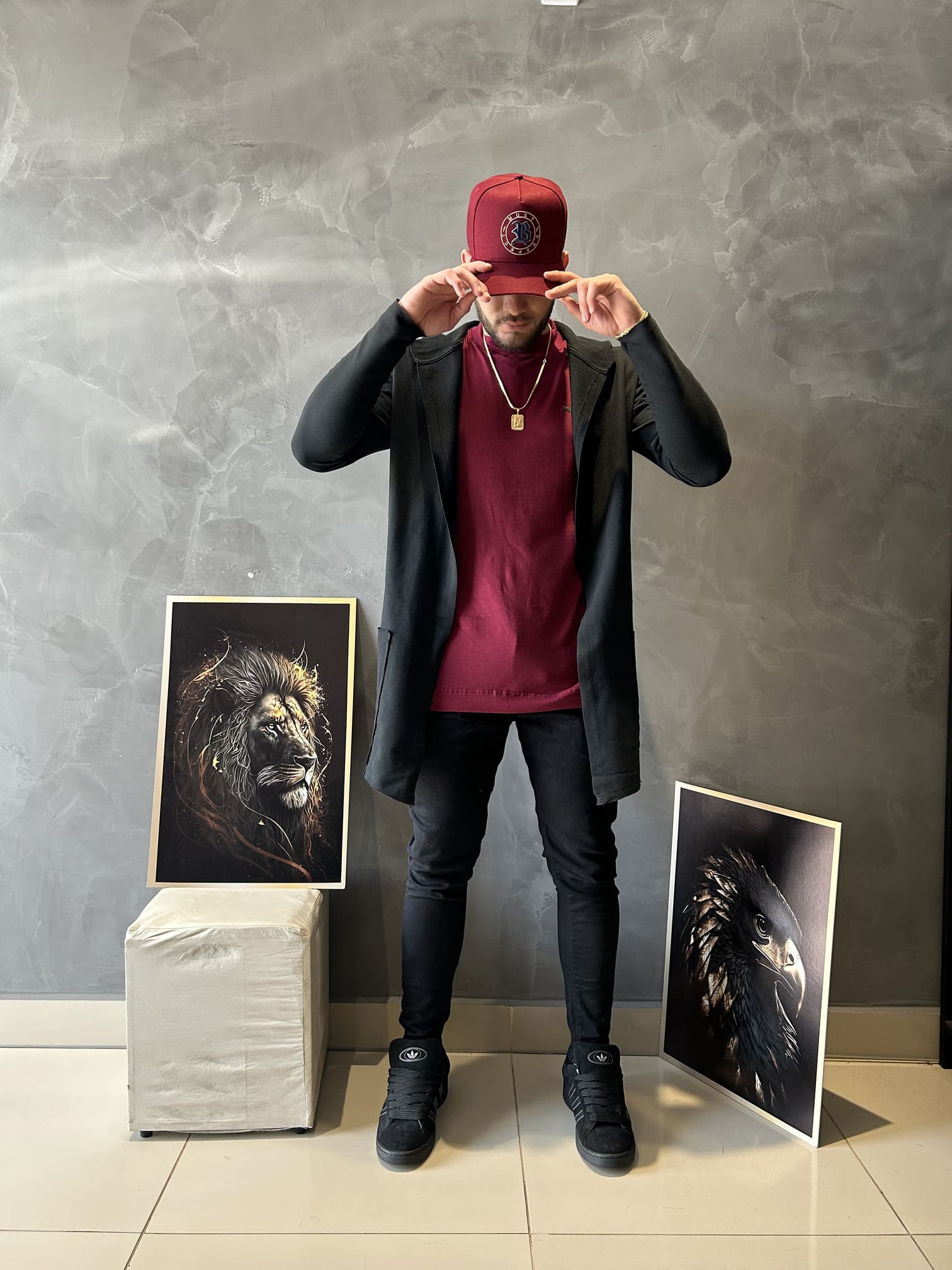 Cardigan Masculino Básico Preto Com Capuz