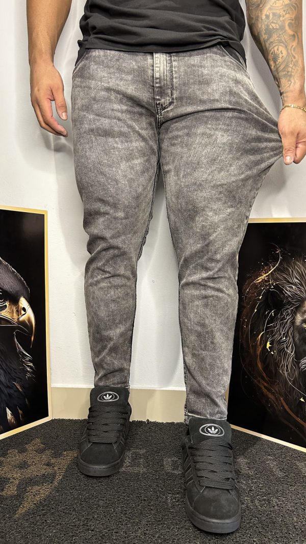 Calça Jeans Cinza Marmorizada Masculina