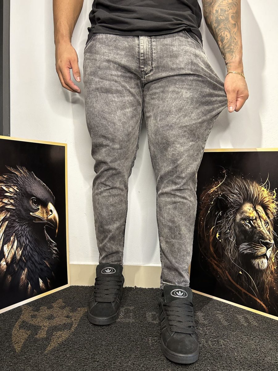 Calça Jeans Cinza Marmorizada Masculina - Image 2