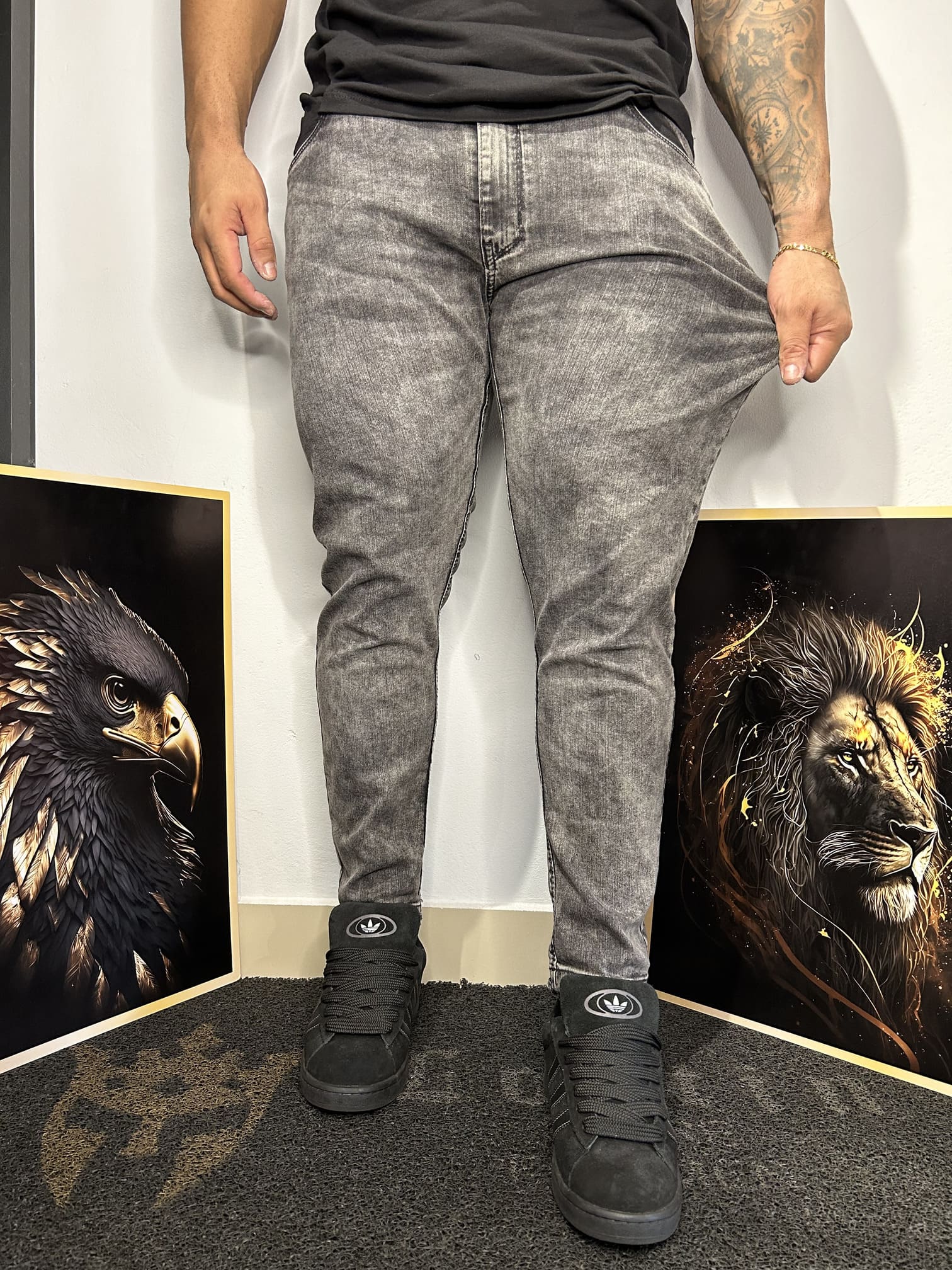 Calça Jeans Cinza Marmorizada Masculina