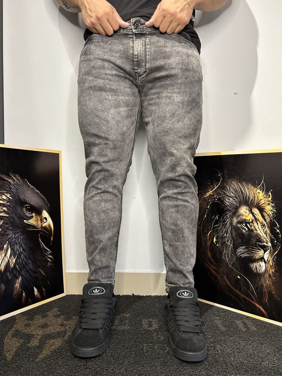 Calça Jeans Cinza Marmorizada Masculina - Image 3