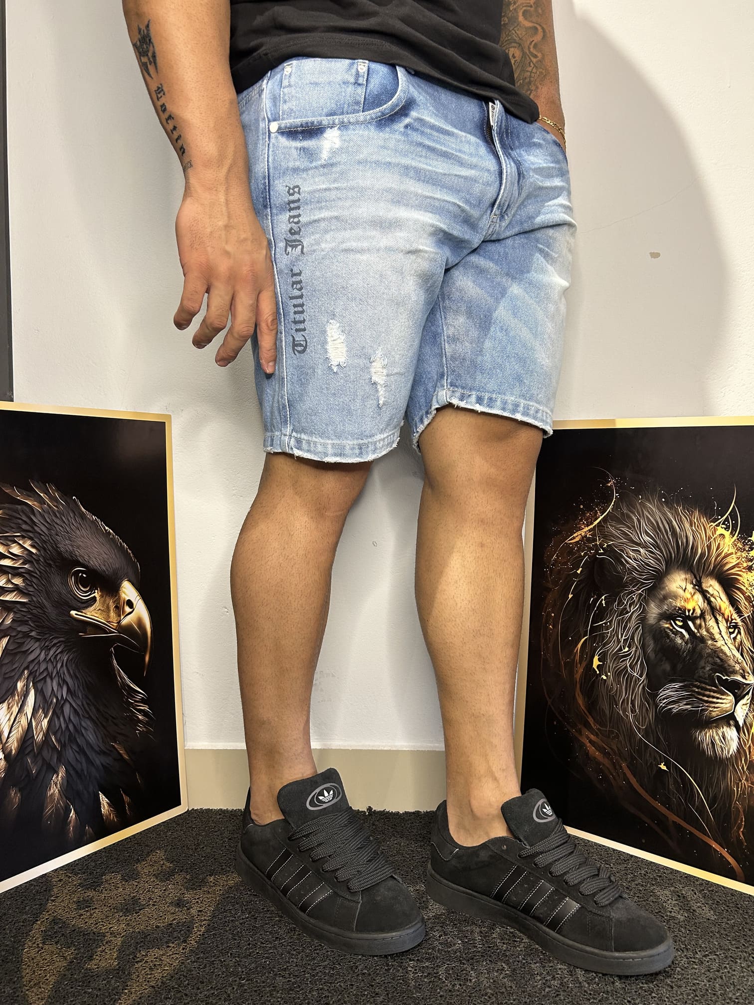 Bermuda Jeans Masculina Preta
