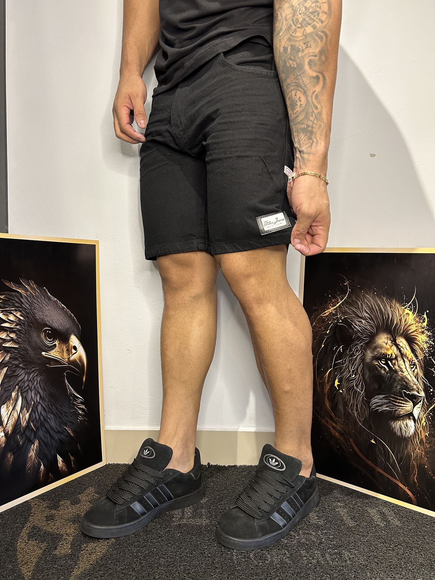 Bermuda Jeans Masculina Preta