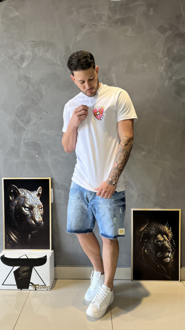 Camiseta longline Heart Branca