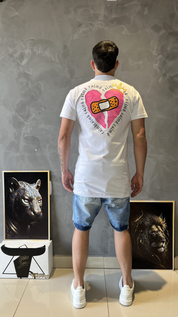 Camiseta longline Heart Branca