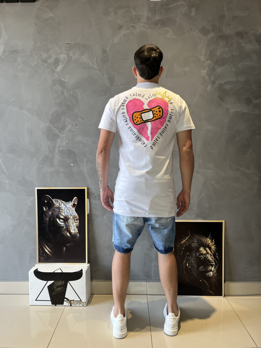 Camiseta longline Heart Branca