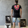 Camiseta longline Heart Preta