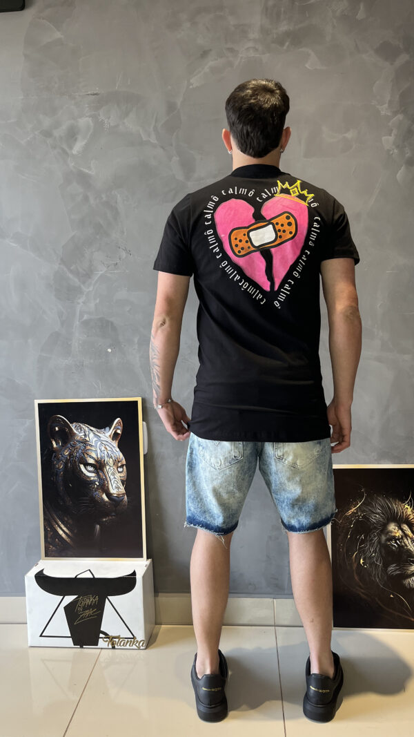 Camiseta longline Heart Preta