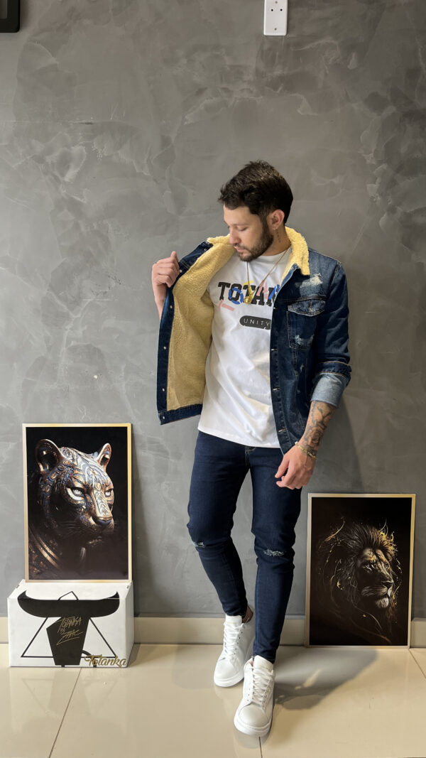 Jaqueta Jeans Escura FbExclusive/The Sailor Pelinho Destroyed