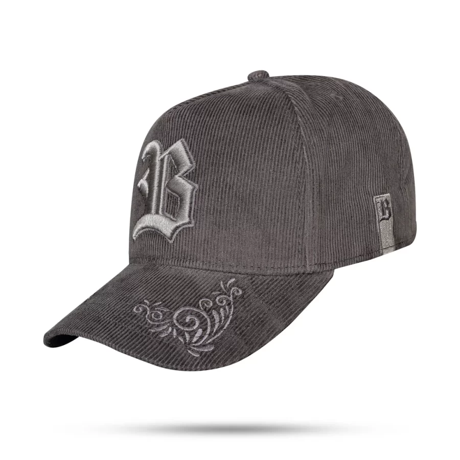 Boné Cinza Grafite Snapback Cotelê Aba Flourish - Image 2