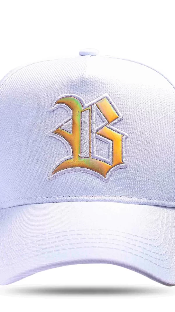 Boné Snapback Branco Logo Holografic Dourado