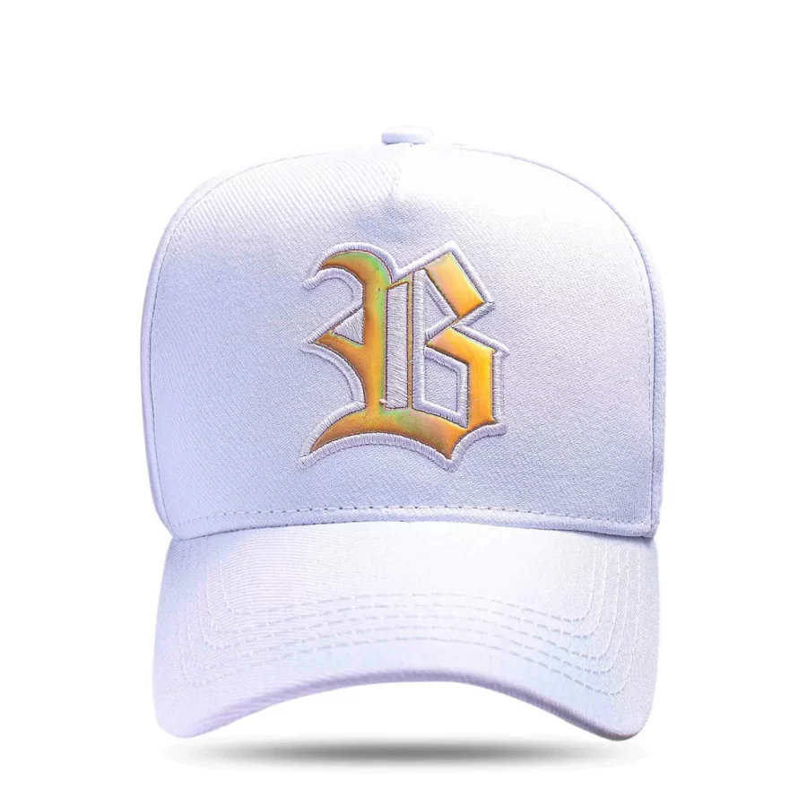 Boné Snapback Branco Logo Holografic Dourado - Image 2